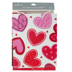 12 Pieces Per Pack Of Medium Hearts Prints Valentine Gift Bag Set ][Wholesales Purchase|Hoodmat.Com