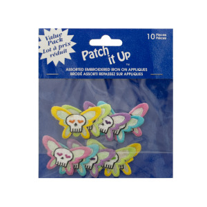 24 Pieces Per Pack Of Skull Butterfly Embroidered Iron-On Appliques][Wholesales Purchase|Hoodmat.Com