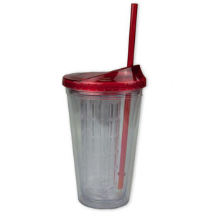12 Pieces Per Pack Of Clear And Red Fruit Infusion Tumbler With Straw 16 Oz ][Wholesales Purchase|Hoodmat.Com