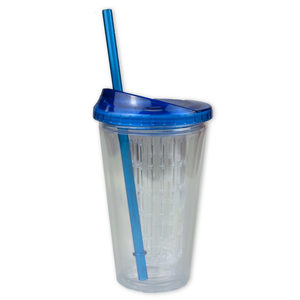12 Pieces Per Pack Of Clear And Blue Fruit Infusion Tumbler With Straw 16 Oz ][Wholesales Purchase|Hoodmat.Com