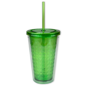 12 Pieces Per Pack Of Green Double Wall Diamond Pattern Tumbler With Straw 18 Oz ][Wholesales Purchase|Hoodmat.Com