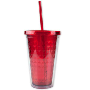 6 Pieces Per Pack Of Red Double Wall Diamond Pattern Tumbler With Straw 18 Oz ][Wholesales Purchase|Hoodmat.Com