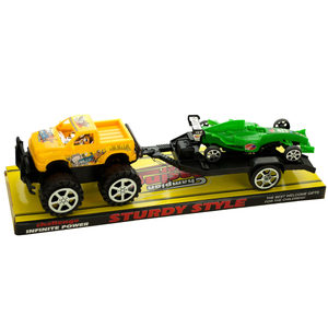 4 Pieces Per Pack Of Friction Off Road Trailer Truck With Race Car ][Wholesales Purchase | Hoodmat.Com
