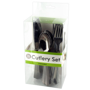 4 Pieces Per Pack Of Disposable Silver Plastic Cutlery Set ][Wholesales Purchase|Hoodmat.Com