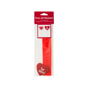 24 Pieces Per Pack Of Valentine'S Day Straws With Heart Attachments ][Wholesales Purchase|Hoodmat.Com