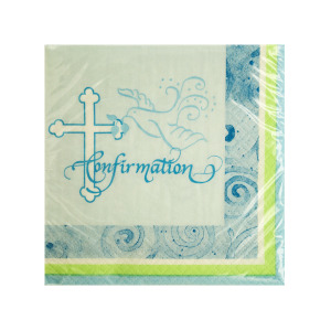 24 Pieces Per Pack Of Blue Faithful Dove Confirmation Beverage Napkins ][Wholesales Purchase|Hoodmat.Com
