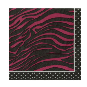 36 Pieces Per Pack Of Pink Zebra Beverage Napkins ][Wholesales Purchase|Hoodmat.Com