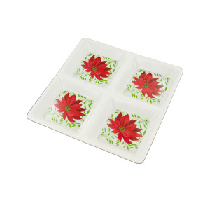 12 Pieces Per Pack Of Sectioned Poinsettia Party Tray ][Wholesales Purchase|Hoodmat.Com