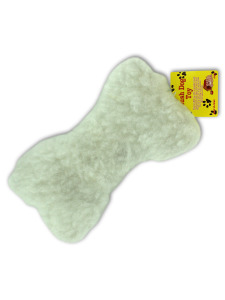 Faux sheepskin plush dog toy