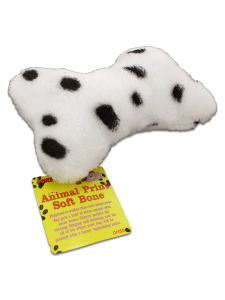 Squeaking soft dog bone with animal print