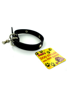 Dog collar with paw-shaped charm