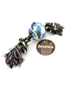 Dog tennis ball with rope
