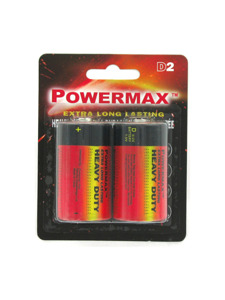 2 pk. 'd' heavy duty batteries