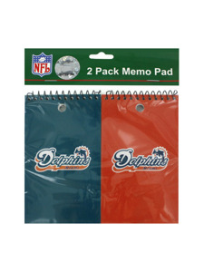 nfl miami dolphins 2 pack memo pad