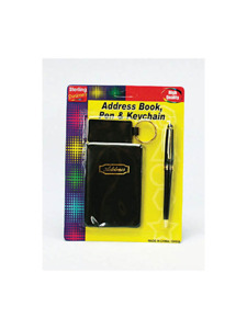 address book with pen and keychain