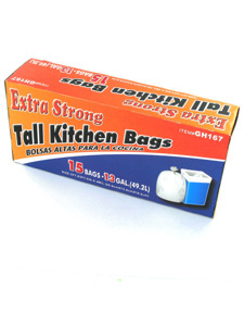 13 gal. tall kitchen bags, 15pk.