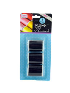 3 Pack black sewing thread