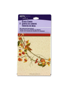 Place cards with bittersweet wreath design