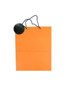orange with black tag gift bag