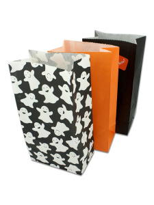 12 pack ghost lunch sacks with 2 sheets of stickers