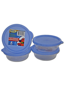 Set of four round plastic containers
