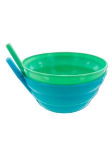 Bowls with built-in sipper straw