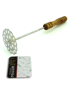 Wood handle potato masher