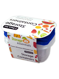 3 Pack recangular food containers with lids