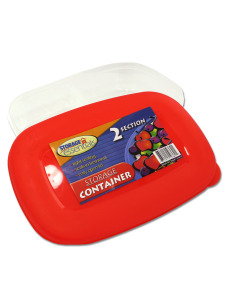 Two-section storage container with lid