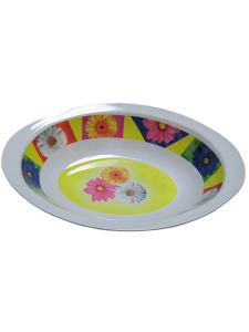 Oval bowl with bold floral design