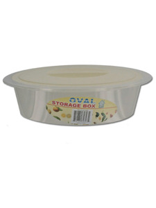oval storage box with tan lid