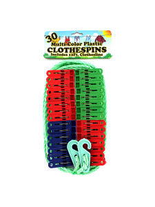 30 Pack multi-color plastic clothespins