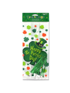 happy st patricks 20 pack large cello treat bag w/ties