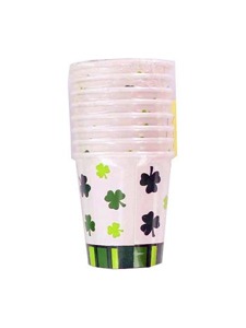cups 8 pk hot / cold 7 oz stripes & clovers
