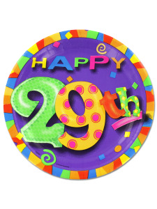 29th birthday party plates, 8pk