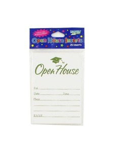 open house inserts 25 per pack white w/green