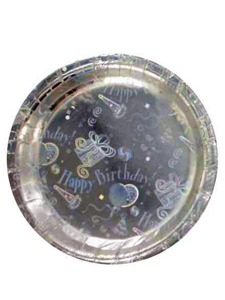 silver bithday party plate