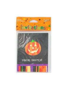 invites 8 pk pumpkin/stripes