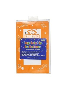 imprintable invitations 10 per pack 8 1/2 in x 5 1/2 in oran