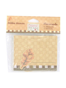 Place cards with autumn leaf stick-on