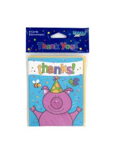 barnyard 8 count thank you cards/envelopes