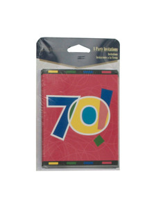 birthday party 70th 8 count invitations/envelopes