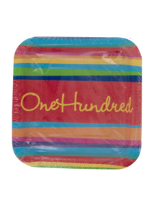 100 party themed plates, 7xz7 in.