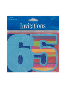 birthday stripes 65 8 count invites/envelopes