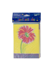 bright daisy 8 pack invitations/envelopes