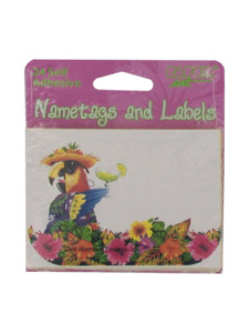 carribbean parrot 24 count self adhesive nametags/lables