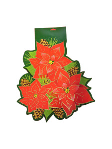 christmas pointsettia printed 2 sided cutout