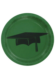 congrats grad 25 count green 7 inch round plates