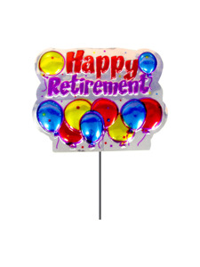 happy retirement metallic two sided yard sign