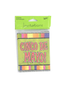 fiesta stripes 8 count cinco de mayo invitations/envelopes